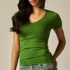 Screenshot Seamless V Neck Short Sleeve Top