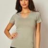 Screenshot Seamless V Neck Short Sleeve Top