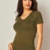 Screenshot Seamless V Neck Short Sleeve Top