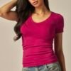 Screenshot Seamless V Neck Short Sleeve Top