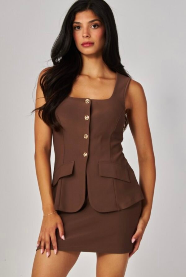 Scuba Button Up And Mini Skirt Set