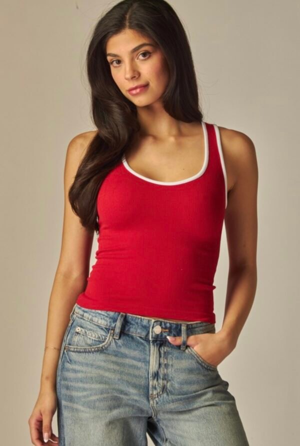 Seamless Contrast Binding Tank Top