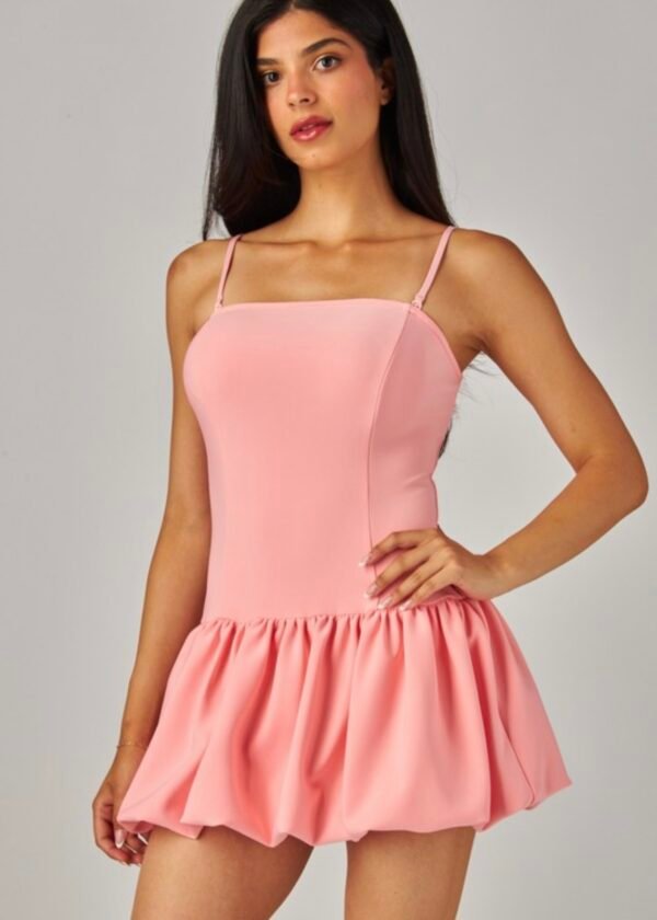 Sleeveless Ballon Skirt Mini Dress W Thin Straps