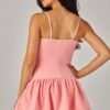 Sleeveless Ballon Skirt Mini Dress W Thin Straps