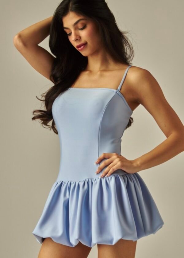 Sleeveless Ballon Skirt Mini Dress W Thin Straps