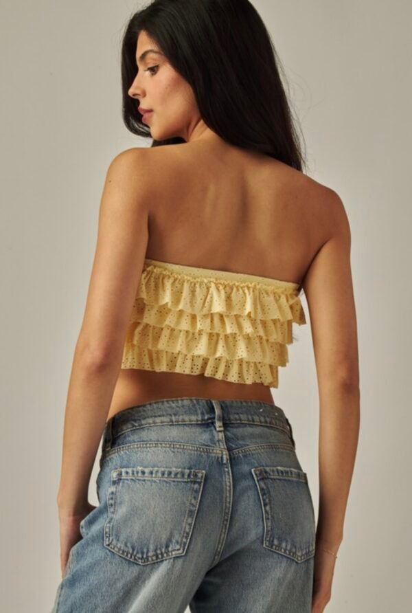 Layered Ruffles Eyelet Bandeau Top