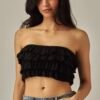 Layered Ruffles Eyelet Bandeau Top