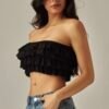 Layered Ruffles Eyelet Bandeau Top