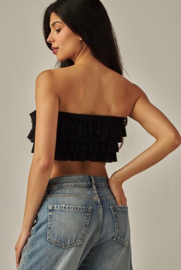 Layered Ruffles Eyelet Bandeau Top