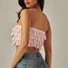 Layered Ruffles Eyelet Bandeau Top