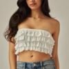 Layered Ruffles Eyelet Bandeau Top
