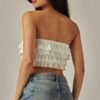 Layered Ruffles Eyelet Bandeau Top
