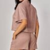 Crinkled Plisse Button loungewear Short Set