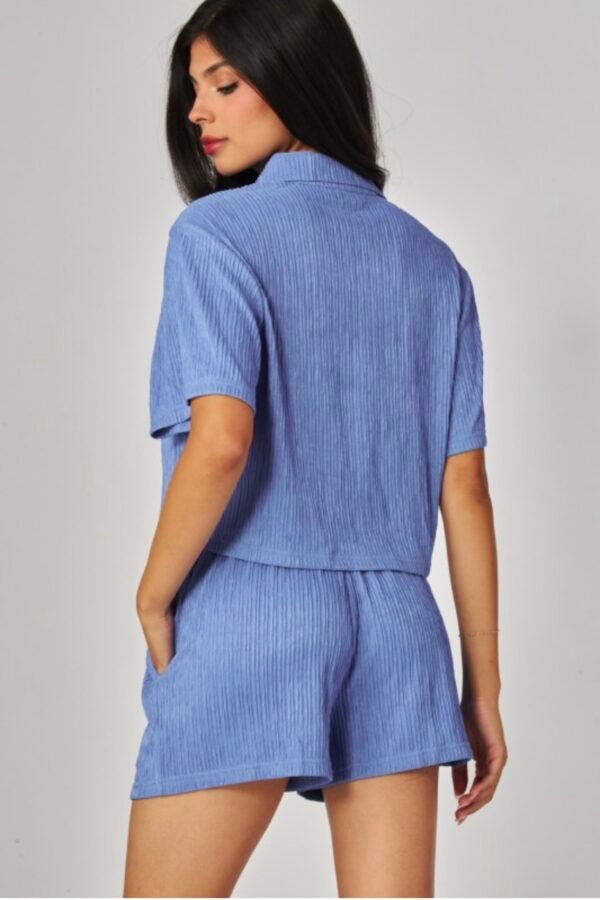 Crinkled Plisse Button loungewear Short Set