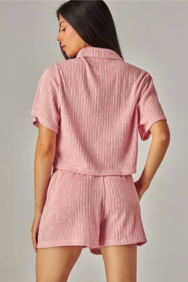 Crinkled Plisse Button loungewear Short Set
