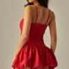 Sleeveless Ballon Skirt Mini Dress W Thin Straps