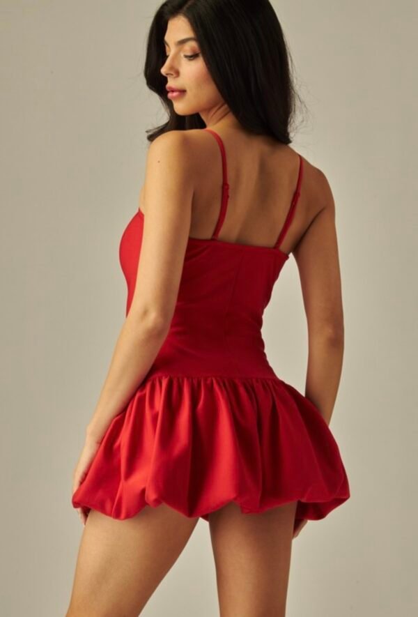 Sleeveless Ballon Skirt Mini Dress W Thin Straps