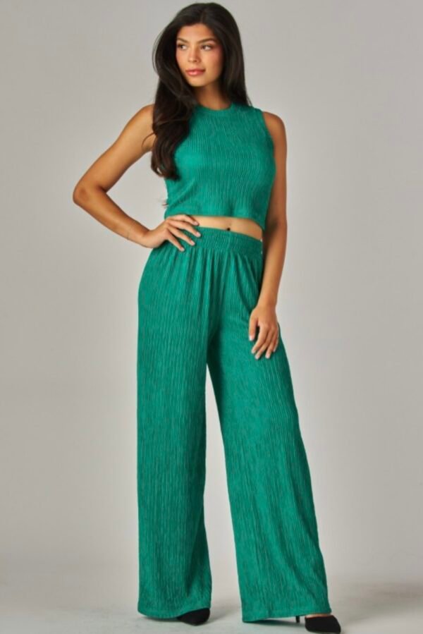 Plus Crinkle Textured Cropped Top Lounge wear Set