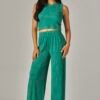 Plus Crinkle Textured Cropped Top Lounge wear Set