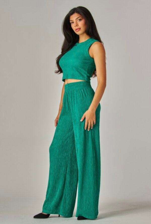 Plus Crinkle Textured Cropped Top Lounge wear Set