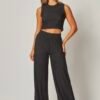 Plus Crinkle Textured Cropped Top Lounge wear Set