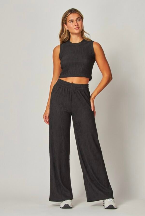 Plus Crinkle Textured Cropped Top Lounge wear Set