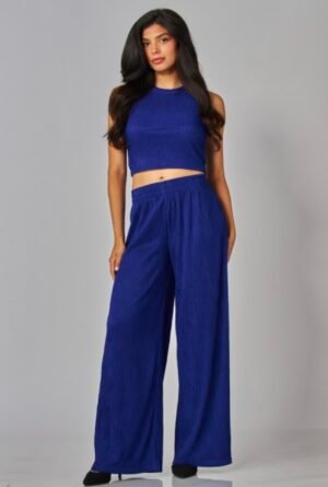 Plus Crinkle Textured Cropped Top Lounge wear Set