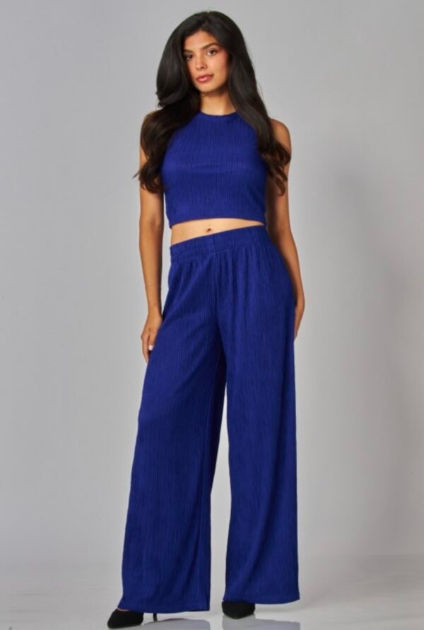Plus Crinkle Textured Cropped Top Lounge wear Set