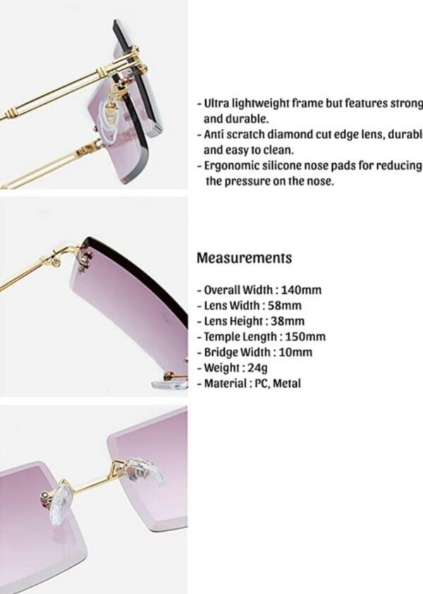 Rimless Rectangle Sunglasses