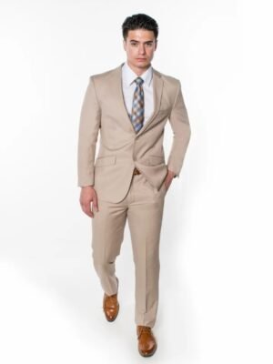 Beige 2 Pieces Slim Regular Suit
