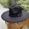 Vegan Felt Double Faux Leather Belt Hat