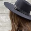 Vegan Felt Double Faux Leather Belt Hat