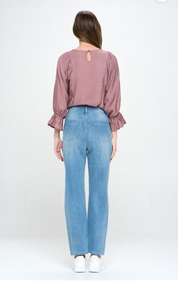 High Rise Ripped Slim Straight Jeans