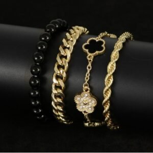 4 Pieces Clover Bracelet Set