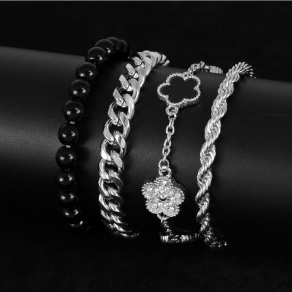 4 Pieces Clover Bracelet Set