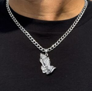 Medium Silver Praying Hand Pendant