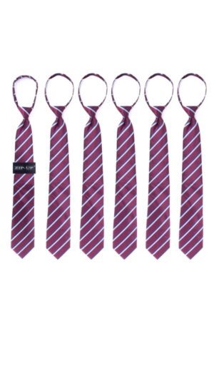Men's Burgundy Striped Zipper Tie
