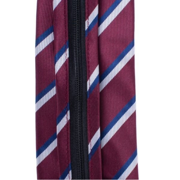 Men's Burgundy Striped Zipper Tie