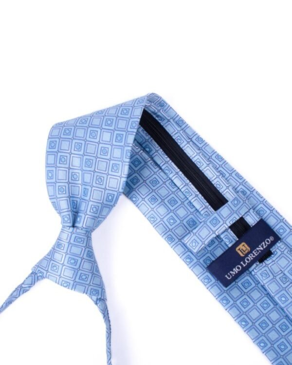 Men's Blue Geometric Zipper Tie