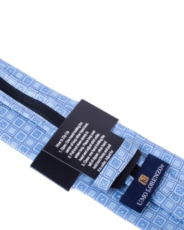 Men's Blue Geometric Zipper Tie
