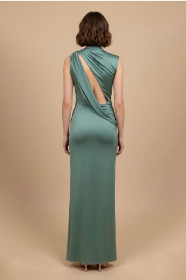 Screenshot Spring Asymmetrical Back Detail Drape Maxi Dress