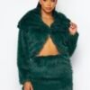 Faux Fur Cropped Jacket With Mini Skirts