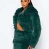 Faux Fur Cropped Jacket With Mini Skirts