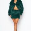 Faux Fur Cropped Jacket With Mini Skirts
