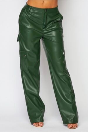 Faux Leather PU Cargo Pants