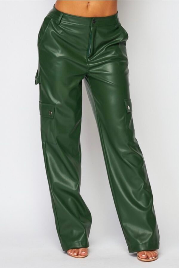 Screenshot Faux Leather PU Cargo Pants