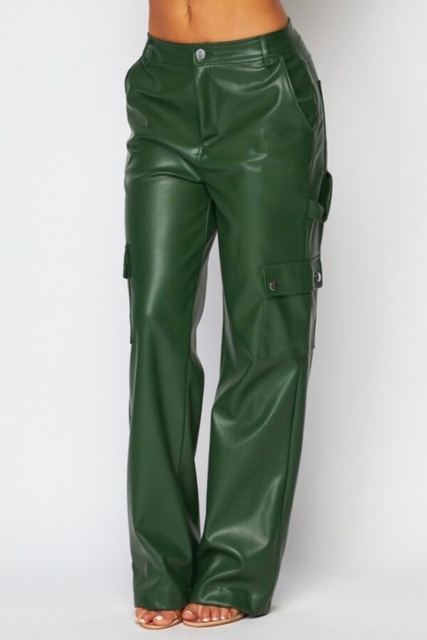 Screenshot Faux Leather PU Cargo Pants
