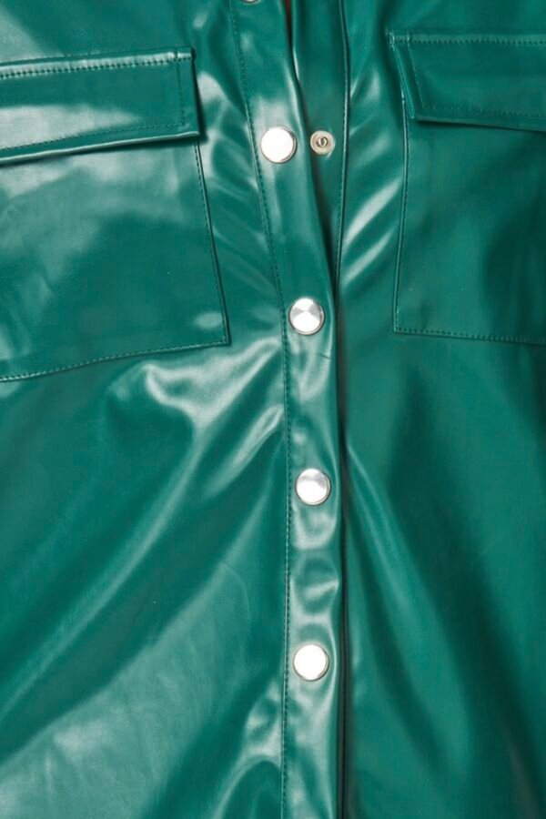 Sleek Faux Leather Button-up Shirt And Pants Set