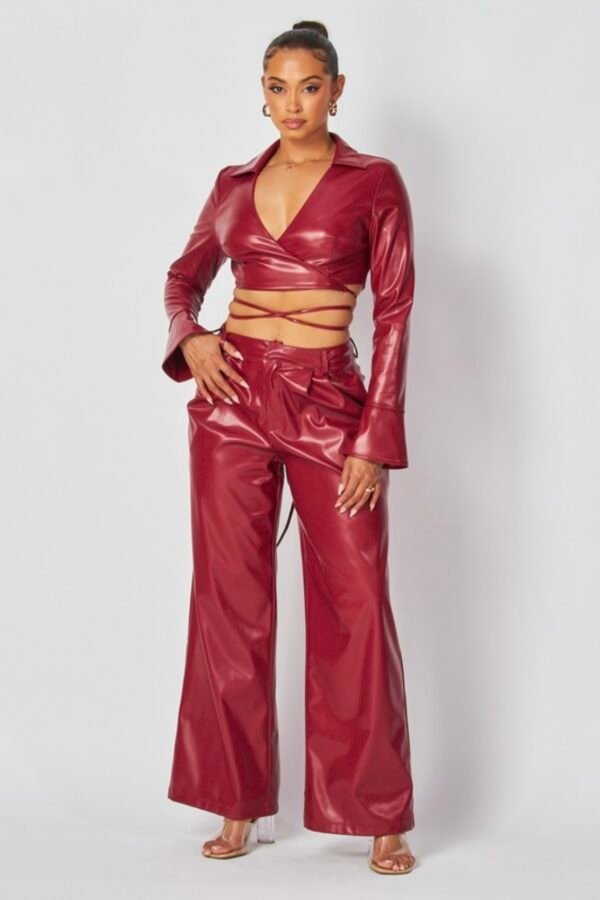 Faux Leather Jacket Set