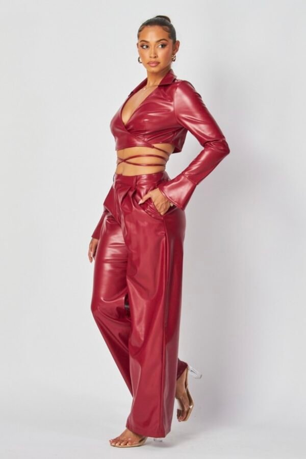 Faux Leather Jacket Set